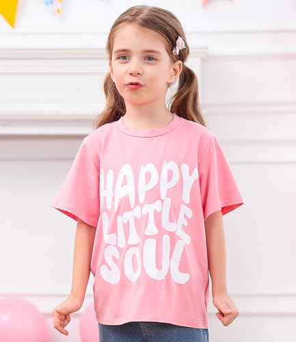 UNICOMIDEA Girls Cotton T-Shirt Graphic Short Sleeve Tee Shirts for 2-6 Years Kids2