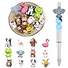 12 cuentas focales de silicona de animales 3D para hacer llaveros con forma de bolígrafos, pulseras, collares, manualidades (animales 3D)