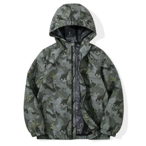 Image of SUNDAY ROSE Boys Windbreaker Jacket Hooded Lightweight Windroof Water-resistant Outdoor Coats for Kids