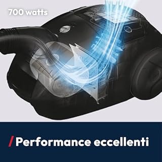 Hoover Aspirapolvere a traino con sacco Telios – Compatto, Silenzioso 69 dBA, Capacità sacco 3,5L, Leggero e con filo, Spazzola Parquet, Raggio d’azione 9,6 m, Filtro polvere EPA12 [TXLZ72HM]