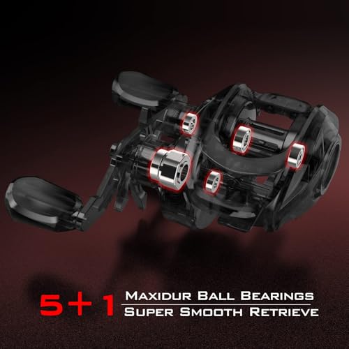 Image of KastKing Brutus Baitcasting Fishing Reel, Graphite Frame, 7.2:1 Gear Ratio, 5+1 Shielded Stainless-Steel Ball Bearings,10 Button Magnetic Braking System, 17.6LB Carbon Fiber Drag, Left Hand