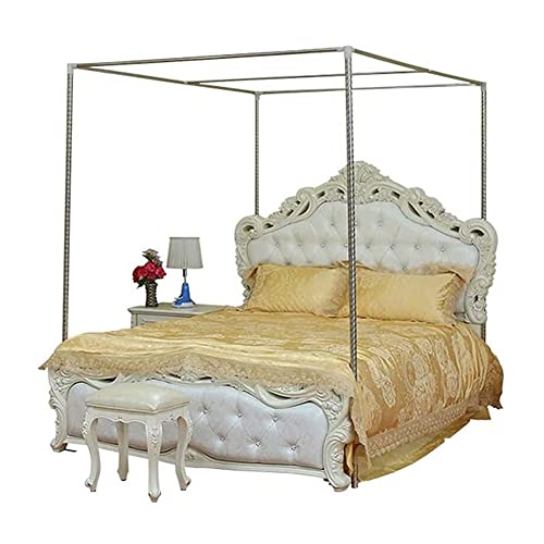 Czterokątna rama moskitiery, czterokolumnowa metalowa rama łóżka, 4-narożna pojedyncza zasłona, odpowiednia do łóżka pojedynczego/podwójnego/king size/super king size, stojak