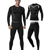 Genérico Ropa Térmica de Hombre para Invierno – Conjunto Térmico de Hombre Camiseta Manga Larga y Malla Térmica – Interior Térmico Transpirable para Frío y Frío Extremo (M, Negro)