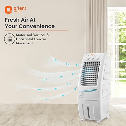 Image of Orient Electric Supercool 30 L Personal Air Cooler Home | Densenest Honeycomb Pads With Dust Filter | Powerful Air Delivery | Portable Air Cooler For Room | Inverter Compatible | White