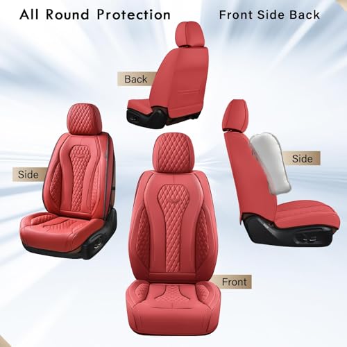 Image of Coverado Seat Covers, Car Seat Covers Front Seats, Red Car Seat Cover, Waterproof Car Seat Covers, Car Seat Cushion, Front Car Seat Covers Leatherette Car Seat Protector Universal Fit Most Cars