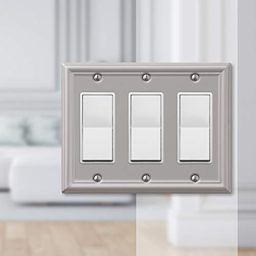 Image of Amerelle 149RRRBN Triple Rocker-GFCI Wallplate, Brushed Nickel