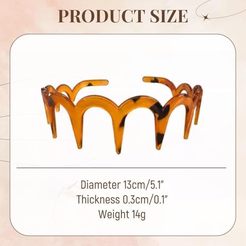 2025 New U Shape Fashion Tooth Hair Comb Headband, High Cranium Head Bands for Women's Hair, Reversible Korean Headbands with Teeth for Women Gifts for Teen Girls (Black+Amber, One Size)(Black+Amber)2