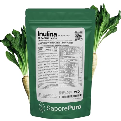 SaporePuro INULINA en polvo 250 g - CADENA LARGA - Fibra vegetal prebiótica de raíces de achicoria