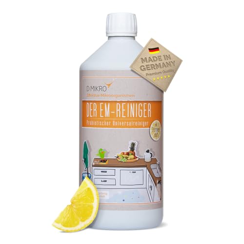 DIMIKRO EM Allzweckreiniger 1 Liter - probiotisches Reinigungsmittel mit frischem Zitronenduft - 100% biologisch abbaubares Putzmittel, vegan und tierversuchsfrei