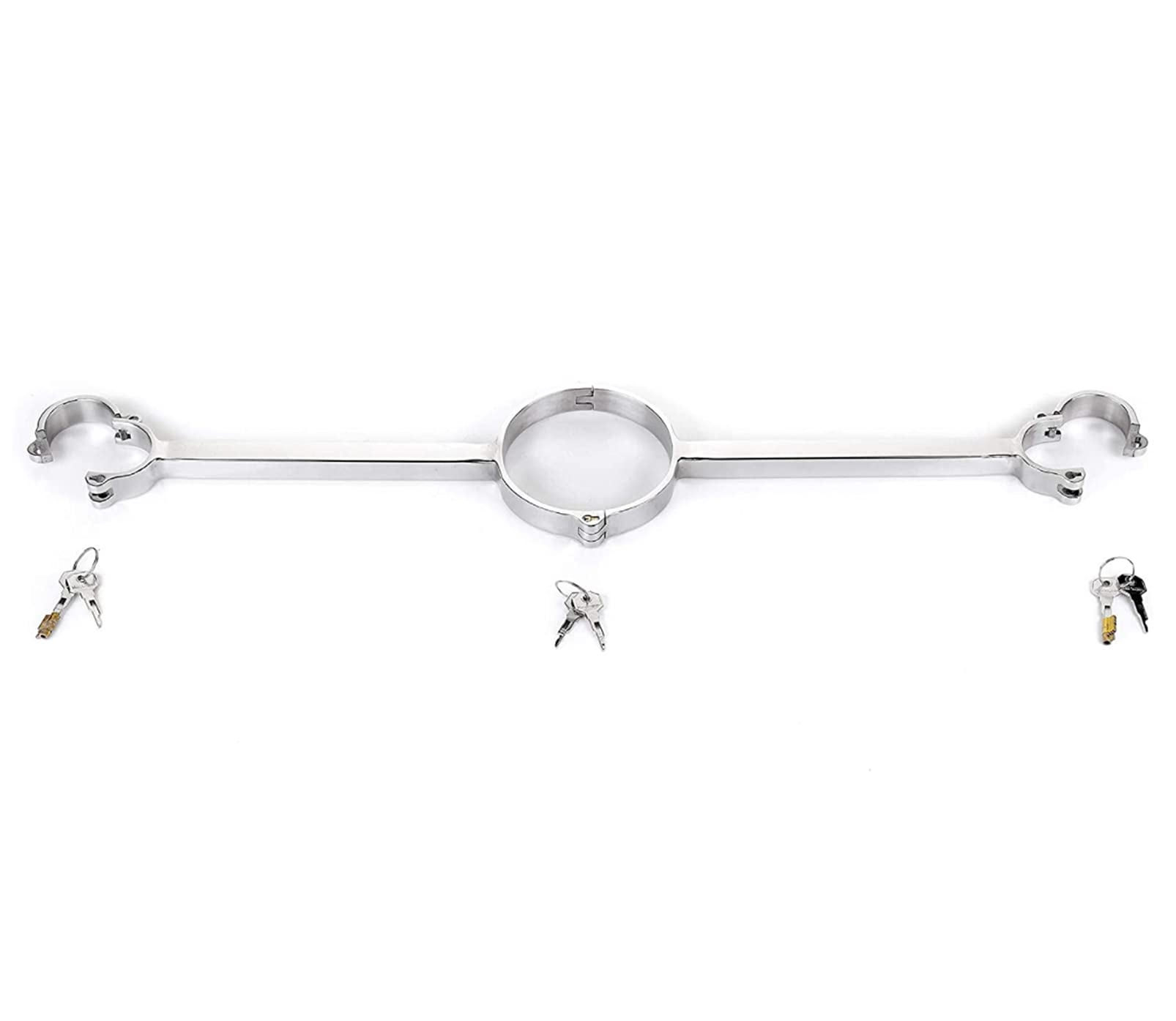 Neue Edelstahl Metall Bdsm Bondage Kragen Restraint System Set Mit Handschellen/Handfesseln Sm Spreizstange Extrem Fesseln Erwachsene Spiel Für Mann Frau Intime Zubehör,Männlich,Silber