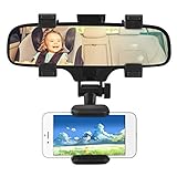 Soporte de montaje del espejo retrovisor del coche para GPS del teléfono inteligente, Soporte de montaje universal para teléfono móvil del vehículo Soporte del clip del espejo retrovisor