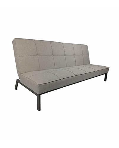 SWEET SOFA®Sofá Cama Louis – Sofá Clic-Clac 3 Plazas, Tapizado en Tela Suave, Diseño Minimalista Sin Brazos, Estructura Metálica, Ideal para salón y Cama de Invitados Invitados (Color Gris)