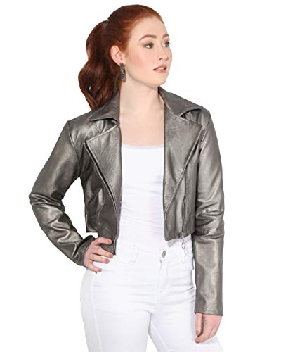 Krisp Cropped Pu Biker Jacket (Gunmetal, S), 5027-Gnmet-S #TOP11