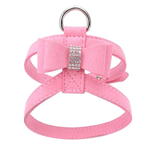 YJYdada Chest Straps, Adjustable Pet Dog Leads Bowknot Diamond Chest Straps (S, Pink)