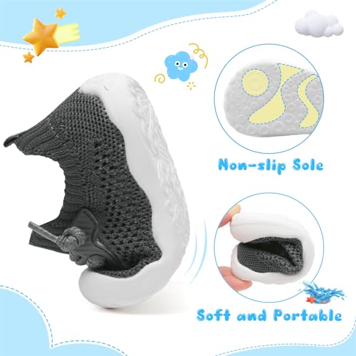 Barerun Baby Shoes For Chubby Feet Baby Walking Shoes Sock Shoes For Baby Boy Infant Shoes 6 12 Months Baby Boy Shoes Baby First Walking Shoes Grey 12-18 Months Infant thumb #3