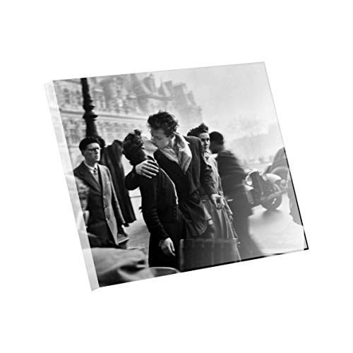 Stampa Diretta su PLEXIGLAS ULTRAHD - Robert Doisneau - Bacio davanti all'Hotel de Ville - 100% QUALITà ITALIA pannello Dipinto Idea Regalo Casa quadro cucina stanza da letto soggiorno (A3)