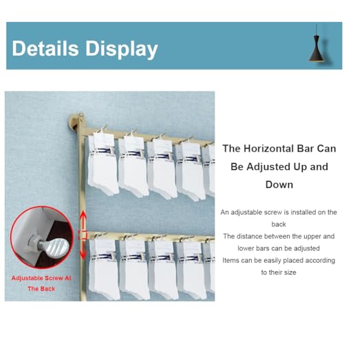 Organizer da parete per calzini, espositore per gioielli in metallo con gancio rimovibile, mensola per biancheria intima e accessori, ideale per cappelli e altro, 80 cm