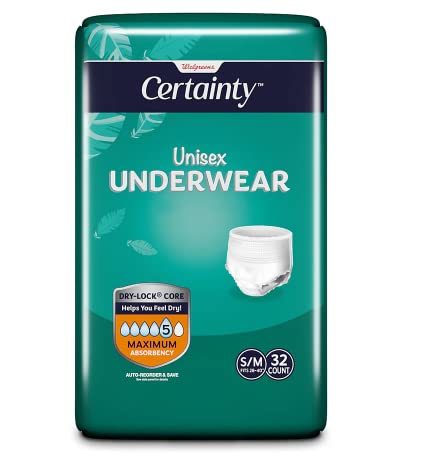 Walgreens Certainty Unisex Underwear, Small/Medium, Maximum Absorbency, 32 ea