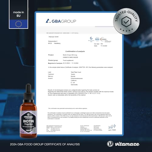 Biotin Tropfen mit EMULDROP Technologie für maximale Aufnahme 100 Tage (50 ml) vegan und sublingual für Haare Haut und Nägel ohne Konservierungsstoffe