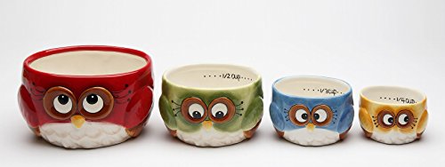 Juego de 4 Vasos Medidores de Cerámica con Diseño de Búho miniatura 2