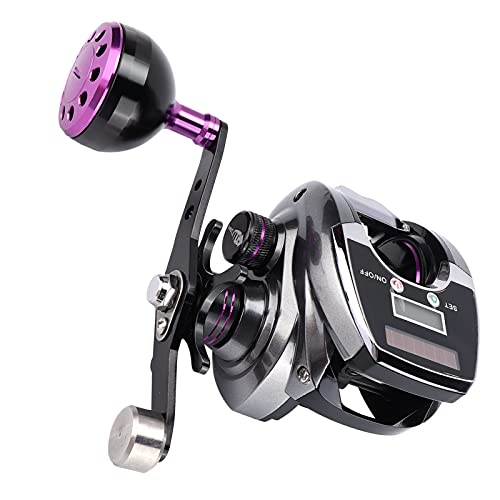 KIMISS Carrete Baitcasting de Alta Velocidad con Contador Digital de Pesca - Diseño, Rodamientos 18+1, Engranaje 8.0:1 (Mano Derecha)