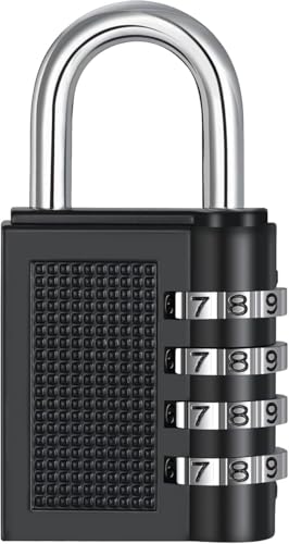 Image of Bitnex 1 Pack Combination Lock,4 Digit Combination Padlock, Outdoor Waterproof Padlock for Travel Bag, Luggage, School, Gym, Sports, Fence, Toolbox, Gate, Case, Outdoor (Password 0-0-0-0) (Black)