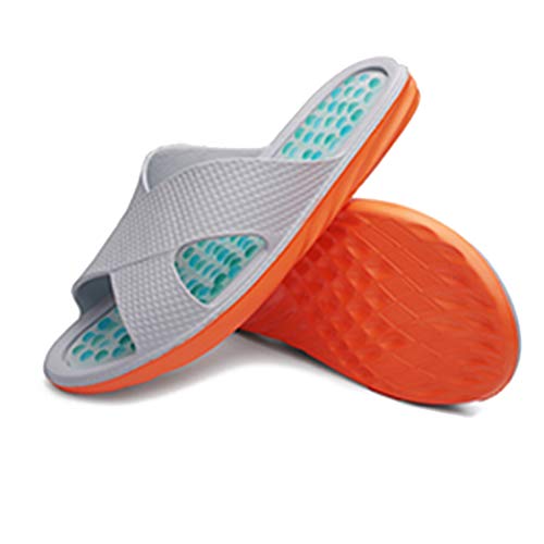 Sandalias de Diapositivas Zapatos de Playa,Piscina y Shower Antideslizante Plano Chanclas Unisex Adulto Gris&Naranja39 EU Cover