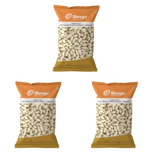 Image of SHREGO Peanut Plus Light Roasted Whole Peanuts Unsalted, Snack and Namkeen (1x750g Vacuum Packed) (750 gm) (Pack of 3)