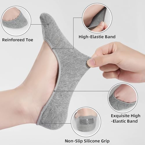 Image of ATBITER No Show Socks Womens Flats - 6 /12 Pairs Low Cut Invisible Non Slip | Ultra Ankle Liner Footies Anti-slip Hidden Socks for Sneakers Loafer Boat High Heels Summer Yoga Pilates Shoe Size 6-9 /9-11