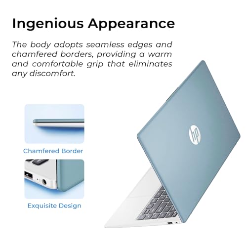 Image of HP 14 inch Moonlight Blue Laptop with Office 365, AMD CPU, 4GB DDR5 On-Board RAM, 1.1TB Storage (128GB SSD and 1TB OneDrive), HD Display, Windows 11, Energy-Efficient & Quiet Performance