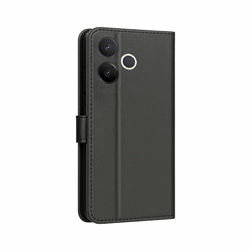 Image of AIBEX Compatible for Compatible for Vivo Y39 5G Flip Cover Leather Finish with Magnatic Closure | Inside TPU with Card Pockets | Wallet Stand | Complete Protection Flip Case -Black