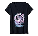 Photo Gallery donna floral art unicorno cavallo unicorni magia fantasia maglietta con collo a v Photo Gallery donna floral art unicorno cavallo unicorni magia fantasia maglietta con collo a v