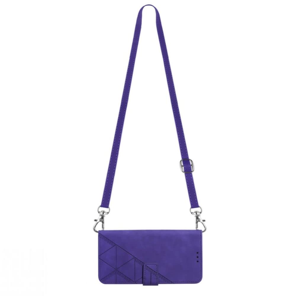 Housse cuir Samsung Galaxy A33 A72 violette avec sangle bandoulière porte-carte et collier de cou - 8