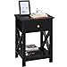 Yaheetech Comodino Camera da Letto Tavolino con Cassetto e Ripiano Stile Shabby Chic Tavolino Laterale da Divano Tavolino da Salotto Soggiorno 40 x 30 x 55 cm Nero