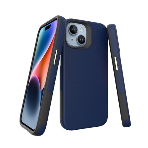 Image of NOXO Ultra-Hybrid Triangle Back Case Cover for iPhone 15, | Shockproof Design | Camera Protection | Soft TPU & Rugged PC | Bumper Case Cover for iPhone 15, (Prussian Blue)