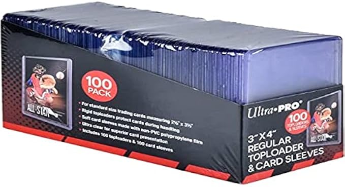Ultra PRO 3" x 4" Clear Regular Top Loaders For Cards With Card Sleeves Bundle Standard Size 100ct Baseball Card Sleeves Trading Card Sleeve Baseball Card Protectors Toploader Card Protectors