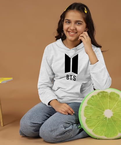 Image of KYDA KIDS Girls Cotton Hooded Sweatshirt | Regular Fit Full Sleeves Winter Wear Hoodies