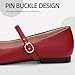 ATHMILE Mary Jane Shoes Women Ballet Flats Shoes for Women Slip on Comfortable Dressy Adjustable Strap for Work Office Business Casual Dark Red