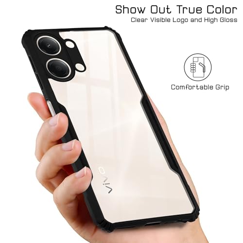 Image of Jkobi Hybrid Back Cover Case for Vivo Y11 | Vivo Y21 5G (Shockproof with Polycarbonate Clear Panel | Professional Black)