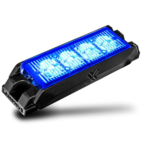 Image of LAMPHUS NanoFlare 4 inch 4W Blue LED Surface Mount Police Grill Strobe Warning Lights [SAE Class 1] 12V Rectangle Grille Flashing Emergency Fire Lights for Volunteer Firefighter EMS Vehicle Car