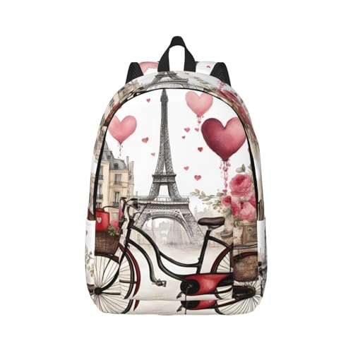 Sac à dos décontracté imprimé Cœur Paris pour transporter vos livres et essentiels au quotidien