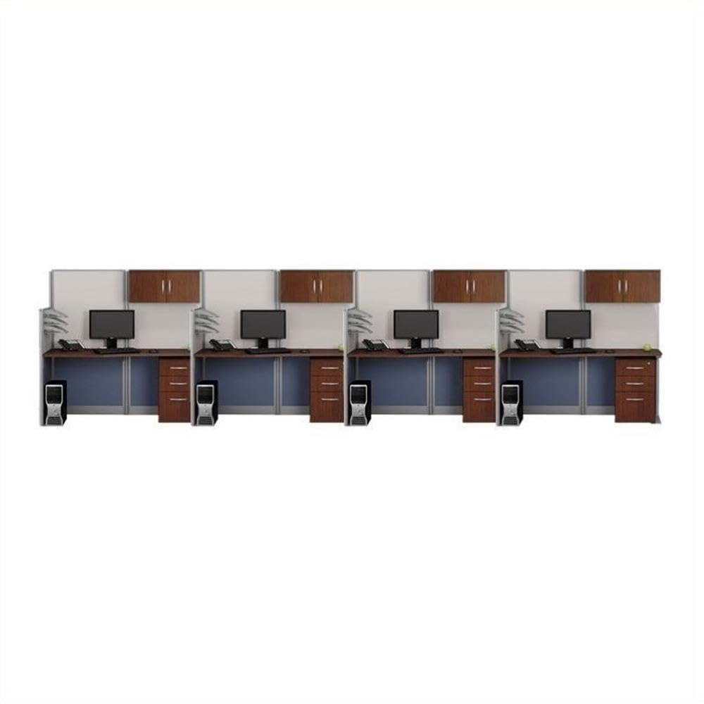 Bush Business Furniture Office-in-an-Hour 4 Desk Workstation in Hansen Cherry