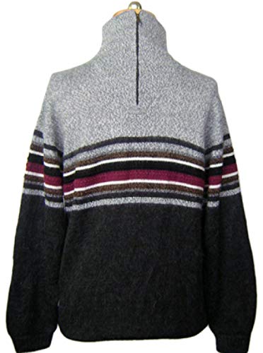 Gamboa - Alpaca Turtleneck - Alpaca Sweater for Men - Striped Design Grey