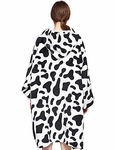 Image of KFUBUO Wearable Blanket Hoodie for Adults With Pocket All Patterns Dairycow | Sherpa, Fuzzy Blanket Hoodie, Oversized Sweatshirt Blanket, Kangaroo Pouch, Gifts for Mom, Cozy Gifts