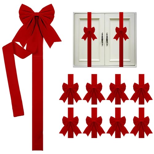 Syhood 8 Stück Weihnachten Schrank Große Schleifen Tür Dekoratives...