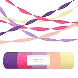 AOBKIAT Purple Pink Streamers Party Decorations,5 Rolls Colorful Crepe Paper Streamers for Birthday Baby Shower Wedding Princess Butterfly Fairy Theme Party,DIY Tassel,1.8 Inch x 82 Ft/Roll
