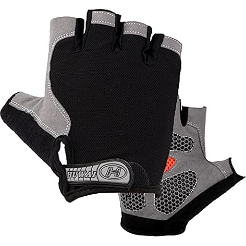 Cycling Gloves with Gel, Fingerless Non-slip Shock-absorbing Mountain Bike Gloves, Breathable Training Gloves MTB Road Cycling Gloves for Men Women, Black (XL) Cover