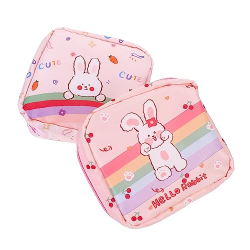 HAWILLOSCH 2個 サニタリー ナプキン 収納 バッグ キッズ おむつ バッグ ミニ トイレタリー バッグ 財布 子供用 トラベル 月経 パッド ポーチ 女性 財布 コットン コイン 財布 財布