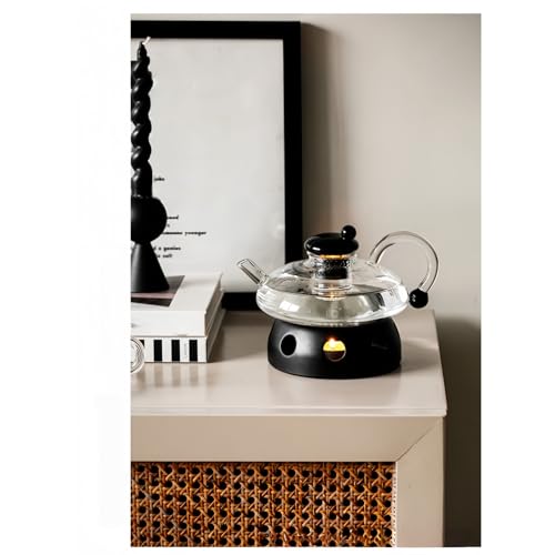 Beekeg Stövchen Teewärmer, Stövchen für Teekanne,Kaffeewärmer mit Teelichthalter, Edelstahl Stovchen für Teekannen und Glasteekannen(Schwarz)