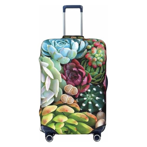 Housse de protection valise extensible noire à plantes grasses pour vos vacances